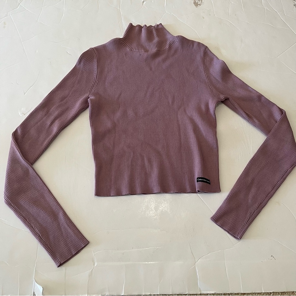 Calvin Klein Jeans Purple Long Sleeve Knit Mockneck Long Sleeve Shirt